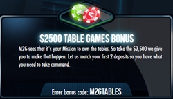 Mission2Games Table Games Bonus Codes